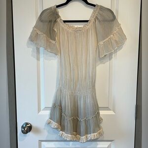 Pop St. Barth Cotton Gauze Mini Dress XS Ombré Off-The-Shoulder Boho Resort